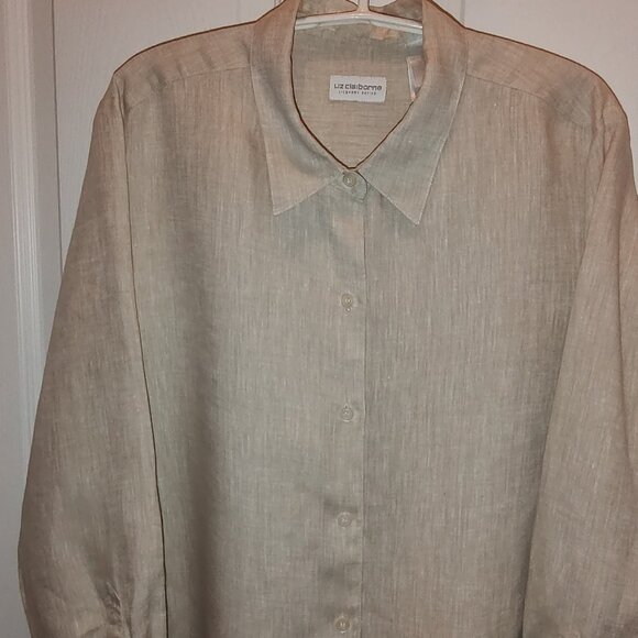 VALERIE STEVENS LARGE & LIZ CLAIBORNE PETITE LARGE LINEN BLOUSES PINK & BEIGE - Picture 7 of 11